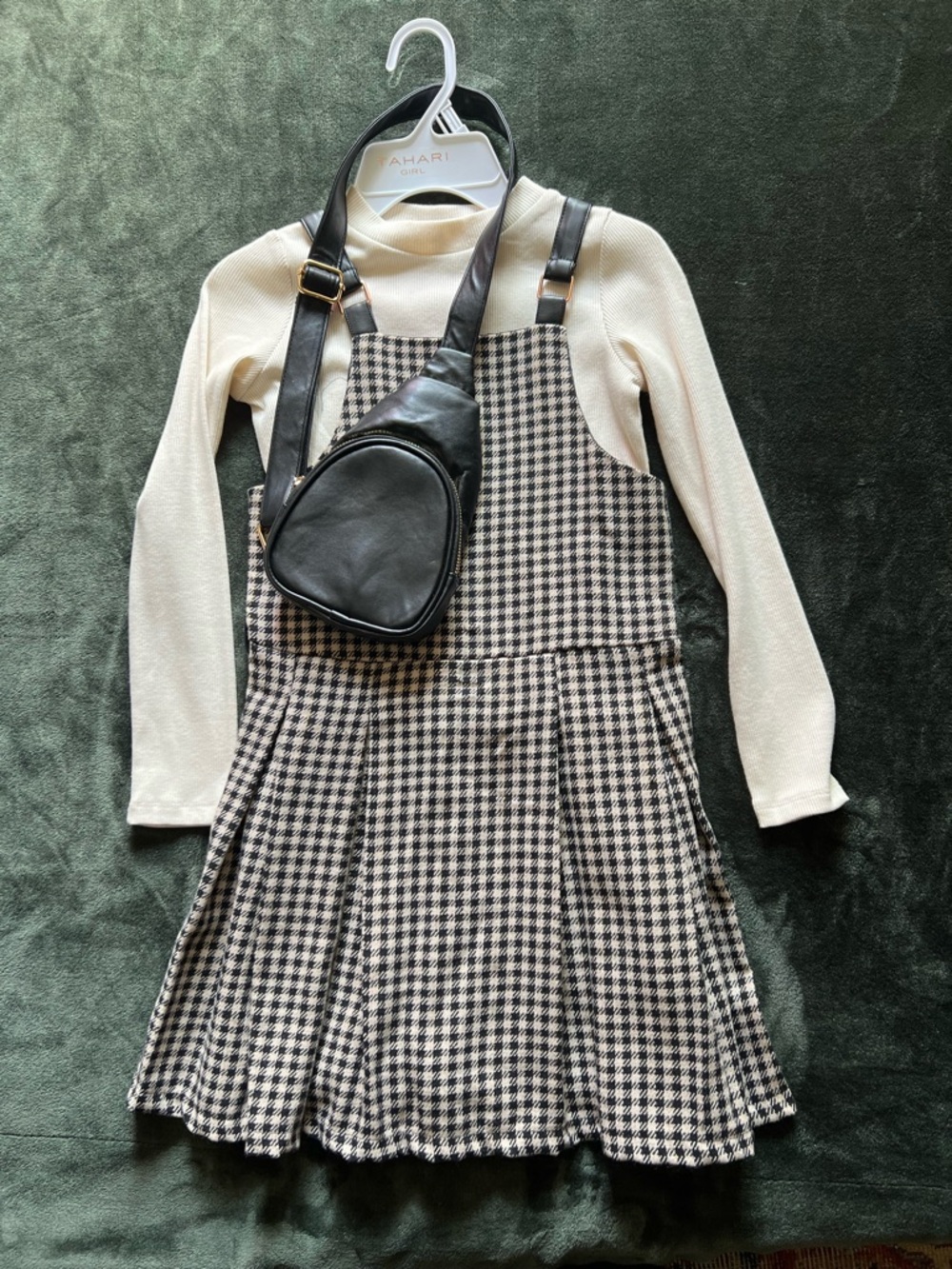Tahari Girl Cream Knit Top-charming black and white tweed- over the shoulder bag